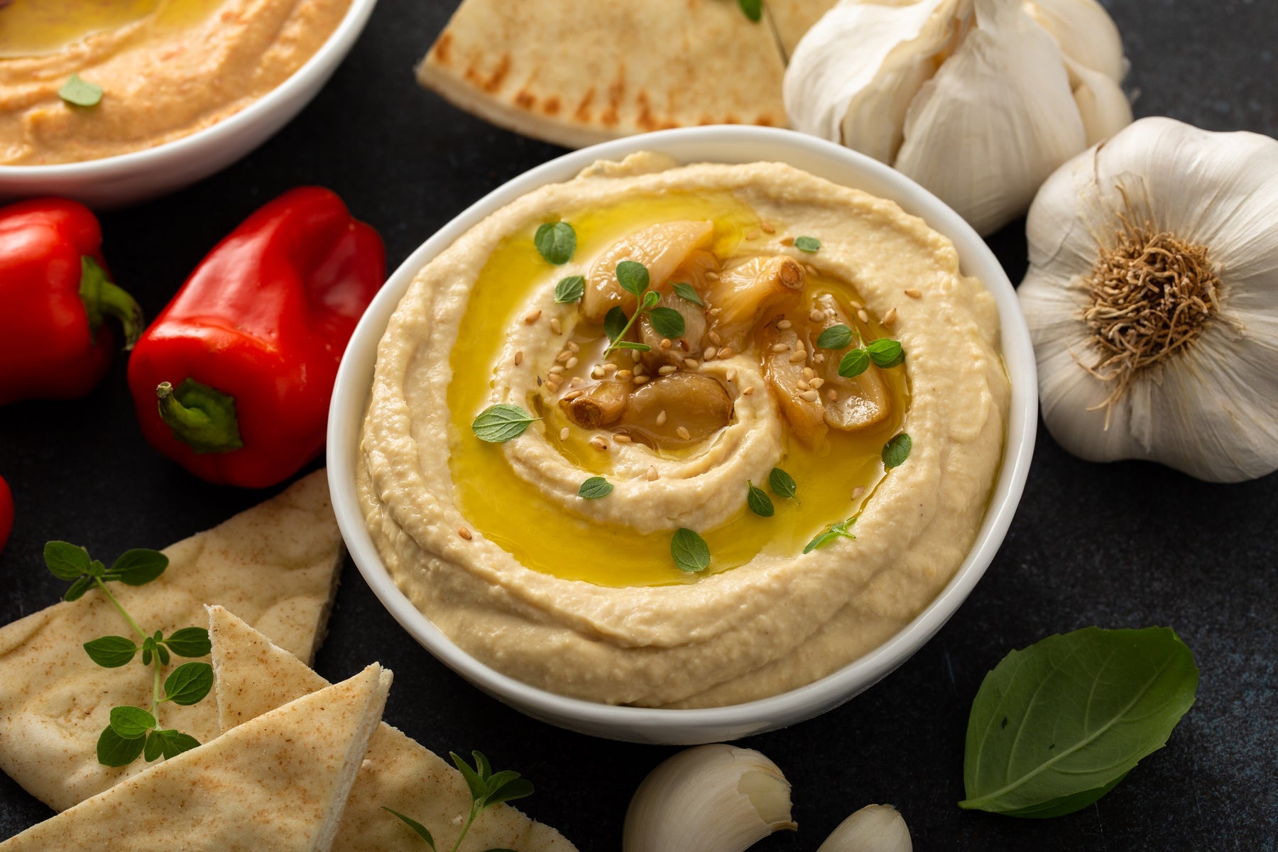 How to Make Roasted Garlic Hummus with Pita Bread