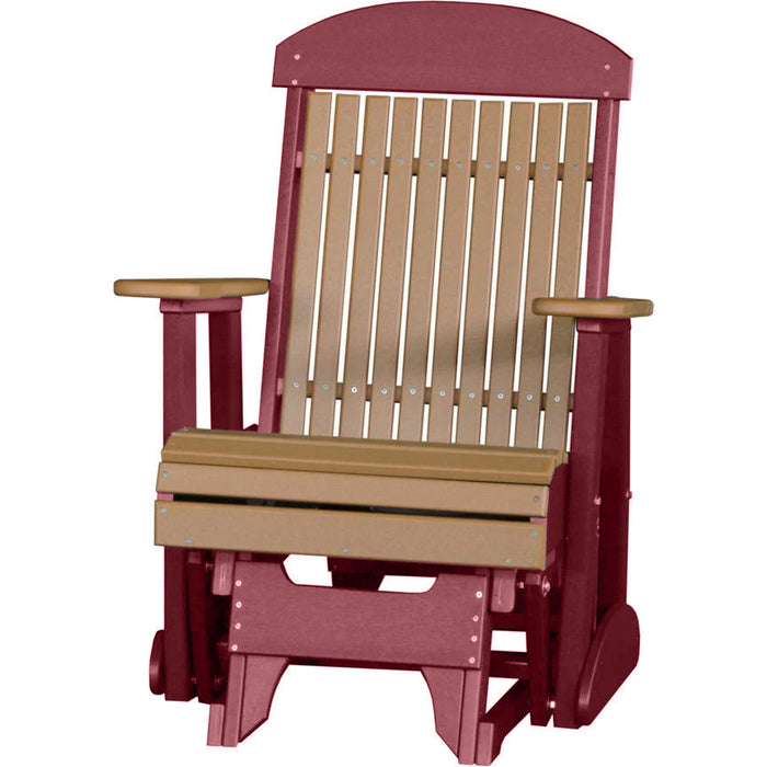 LuxCraft Cedar 2 foot Classic Highback Recycled Plastic Glider Chair