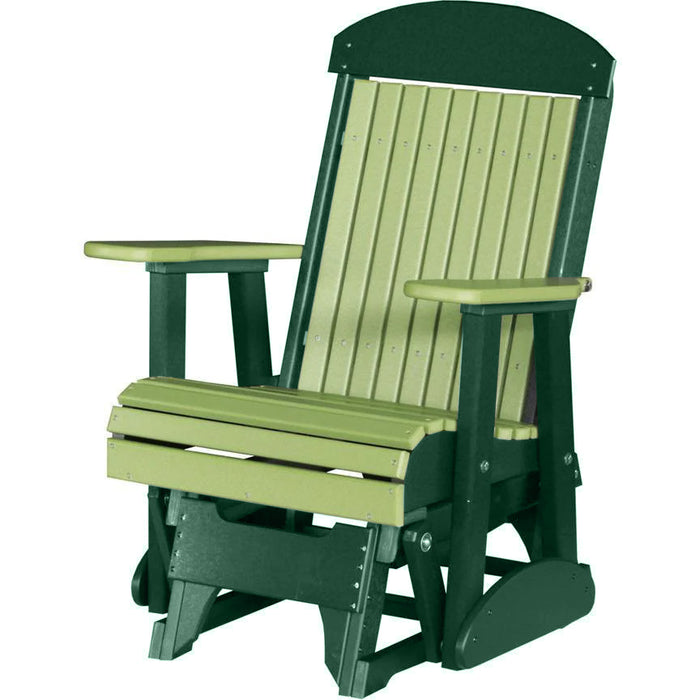 LuxCraft Lime Green 2 foot Classic Highback Recycled Plastic Glider Chair