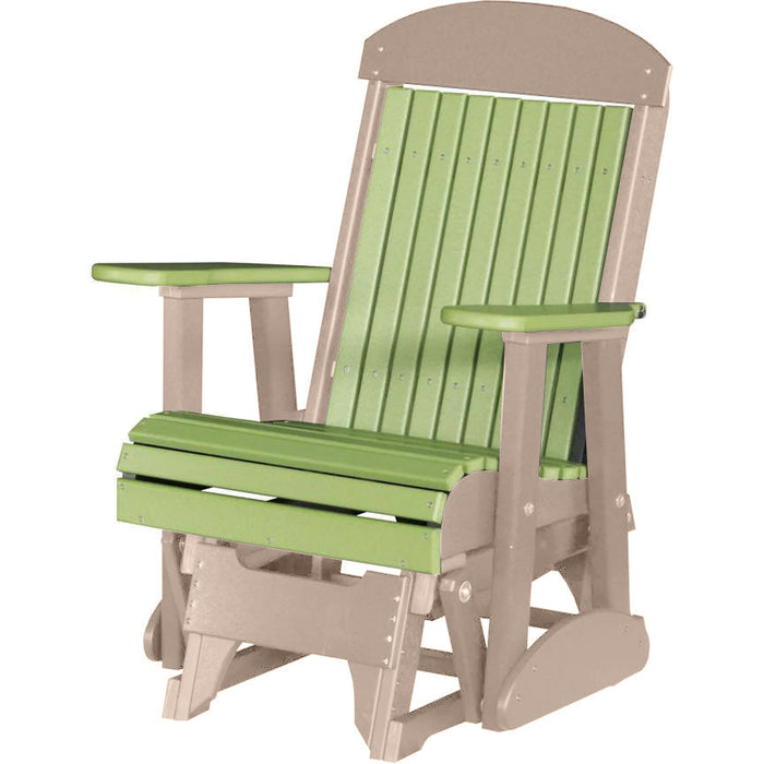 LuxCraft Lime Green 2 foot Classic Highback Recycled Plastic Glider Chair With Cup Holder