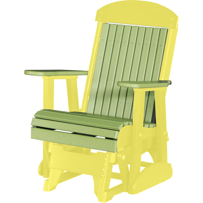 LuxCraft Lime Green 2 foot Classic Highback Recycled Plastic Glider Chair With Cup Holder