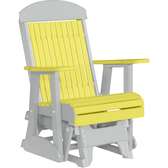 LuxCraft Yellow 2 foot Classic Highback Recycled Plastic Glider Chair With Cup Holder