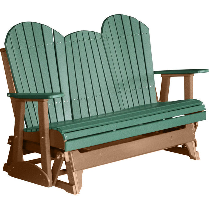 LuxCraft Copy of LuxCraft Green 5 ft. Recycled Plastic Adirondack Outdoor Glider With Cup Holder Green on Antique Mahogany Adirondack Glider 5APGGAM-CH