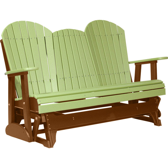 LuxCraft Copy of LuxCraft Lime Green 5 ft. Recycled Plastic Adirondack Outdoor Glider With Cup Holder Lime Green on Antique Mahogany Adirondack Glider 5APGLGAM-CH