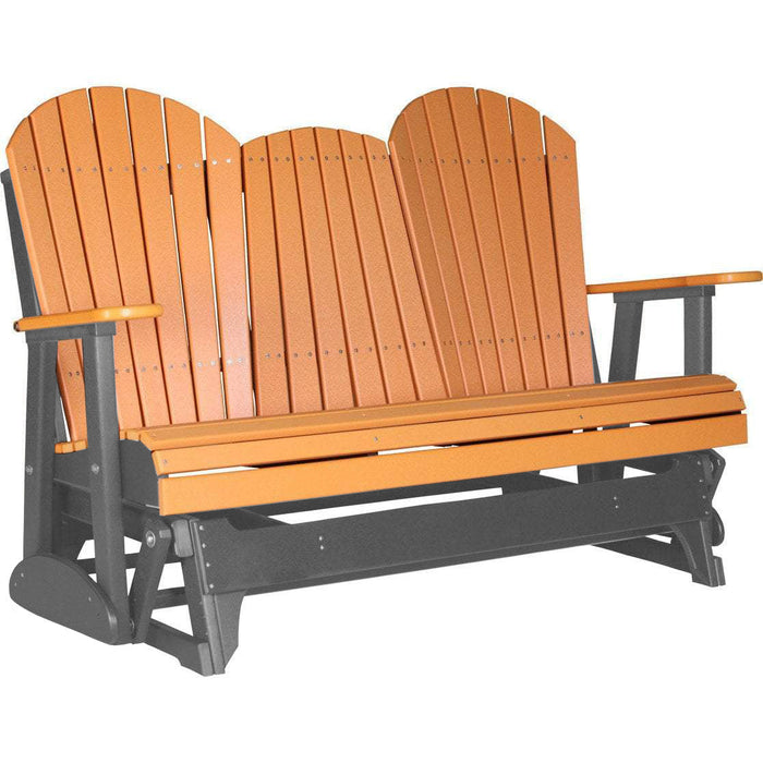 LuxCraft Copy of LuxCraft Tangerine 5 ft. Recycled Plastic Adirondack Outdoor Glider With Cup Holder Tangerine on Slate Adirondack Glider 5APGTS-CH