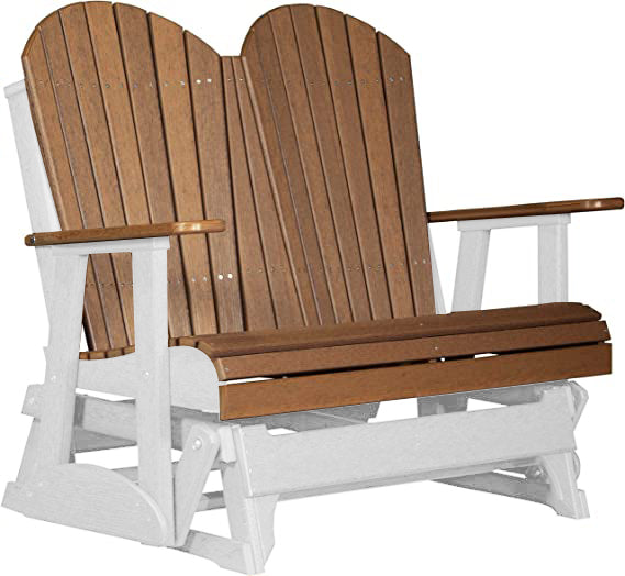 LuxCraft LuxCraft Antique Mahogany 4 ft. Recycled Plastic Adirondack Outdoor Glider Adirondack Glider