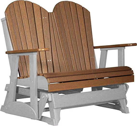 LuxCraft LuxCraft Antique Mahogany 4 ft. Recycled Plastic Adirondack Outdoor Glider Adirondack Glider