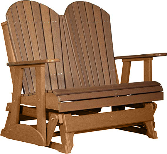 LuxCraft LuxCraft Antique Mahogany 4 ft. Recycled Plastic Adirondack Outdoor Glider Antique Mahogany on Cedar Adirondack Glider 4APGAMC