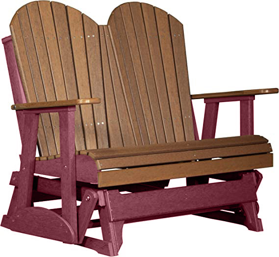 LuxCraft LuxCraft Antique Mahogany 4 ft. Recycled Plastic Adirondack Outdoor Glider Antique Mahogany on Cherrywood Adirondack Glider 4APGAMCW