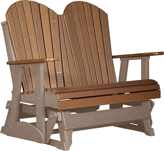 LuxCraft LuxCraft Antique Mahogany 4 ft. Recycled Plastic Adirondack Outdoor Glider Antique Mahogany on Weatherwood Adirondack Glider 4APGAMWW