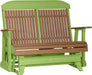 LuxCraft LuxCraft Antique Mahogany 4 ft. Recycled Plastic Highback Outdoor Glider Bench Antique Mahogany Lime Green Highback Glider 4CPGAMLG