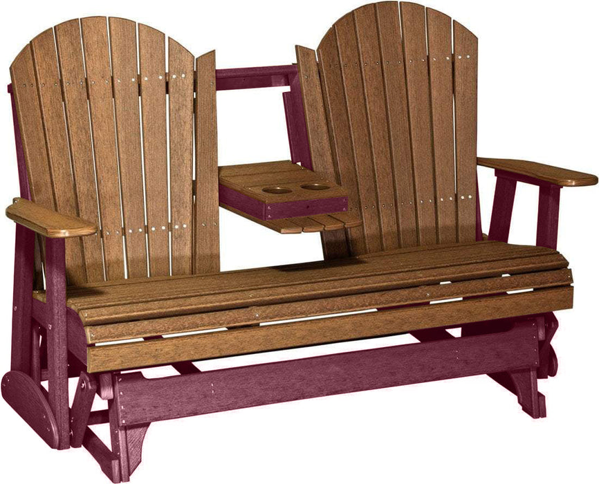 LuxCraft LuxCraft Antique Mahogany 5 ft. Recycled Plastic Adirondack Outdoor Glider Antique Mahogany on Cherrywood Adirondack Glider