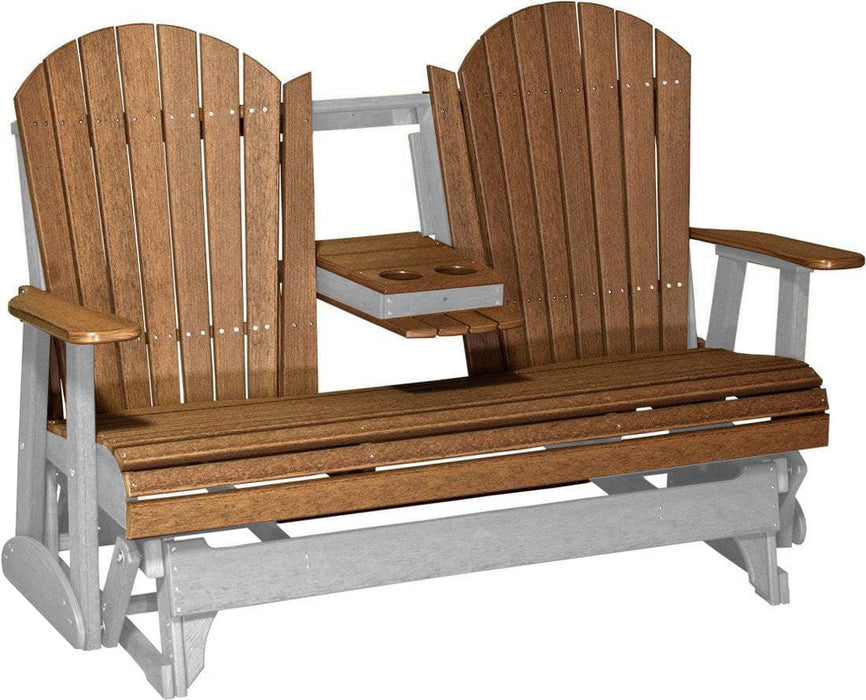 LuxCraft LuxCraft Antique Mahogany 5 ft. Recycled Plastic Adirondack Outdoor Glider Antique Mahogany on Dove Gray Adirondack Glider