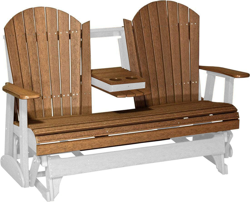 LuxCraft LuxCraft Antique Mahogany 5 ft. Recycled Plastic Adirondack Outdoor Glider Antique Mahogany on White Adirondack Glider