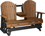 LuxCraft LuxCraft Antique Mahogany 5 ft. Recycled Plastic Adirondack Outdoor Glider With Cup Holder Adirondack Glider