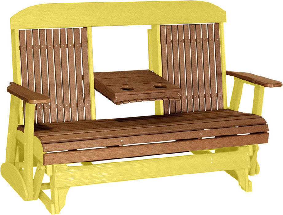 LuxCraft LuxCraft Antique Mahogany 5 ft. Recycled Plastic Highback Outdoor Glider Antique Mahogany on Yellow Highback Glider 5CPGAMY