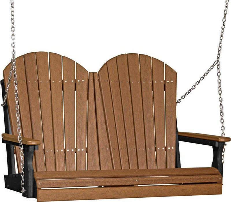 LuxCraft LuxCraft Antique Mahogany Adirondack 4ft. Recycled Plastic Porch Swing Antique Mahogany on Black / Adirondack Porch Swing Porch Swing 4APSAMB