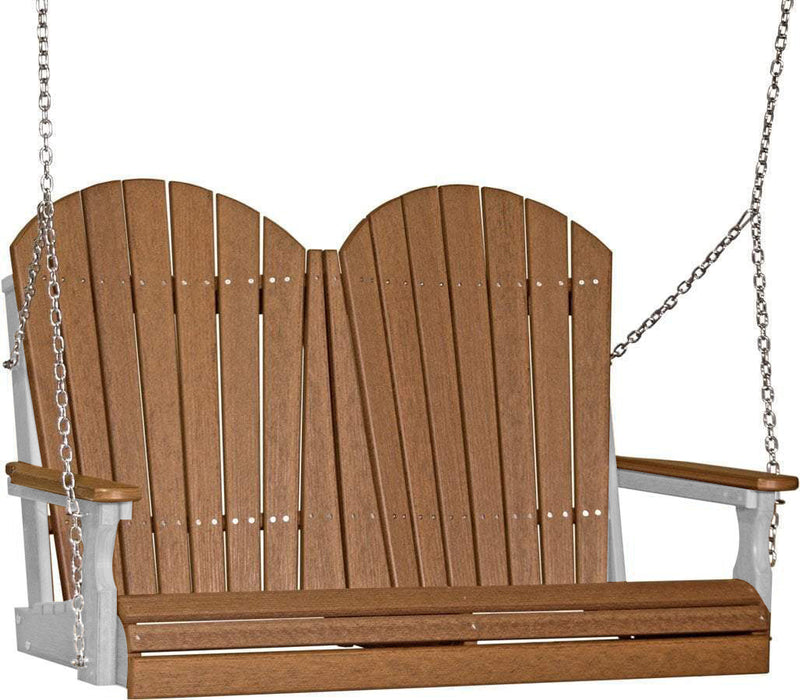 LuxCraft LuxCraft Antique Mahogany Adirondack 4ft. Recycled Plastic Porch Swing Antique Mahogany on Dove Gray / Adirondack Porch Swing Porch Swing 4APSAMDG