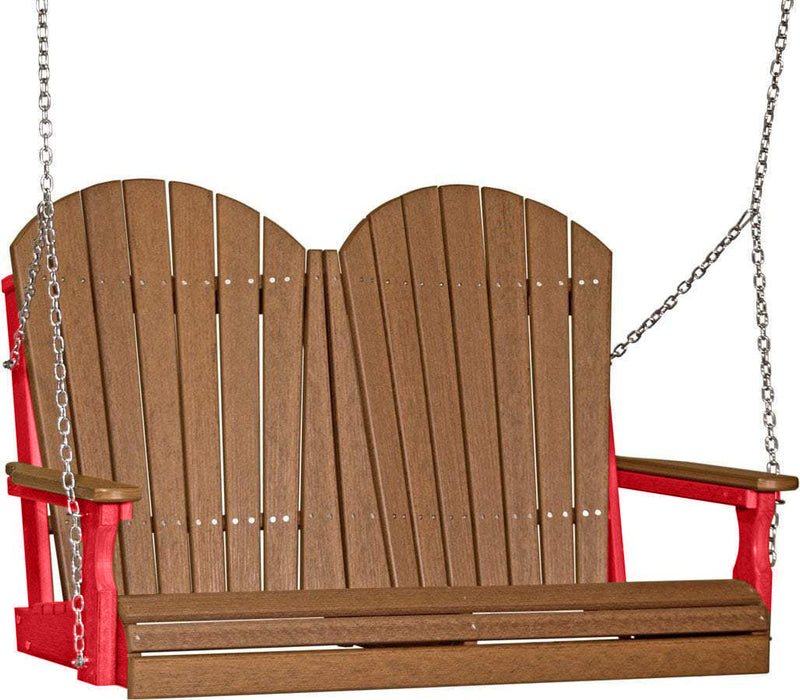 LuxCraft LuxCraft Antique Mahogany Adirondack 4ft. Recycled Plastic Porch Swing Antique Mahogany on Red / Adirondack Porch Swing Porch Swing 4APSAMR