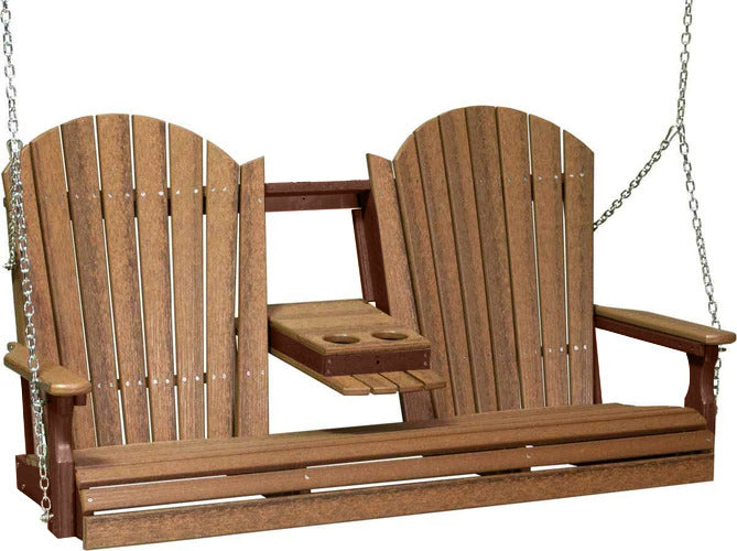 LuxCraft LuxCraft Antique Mahogany Adirondack 5ft. Recycled Plastic Porch Swing Antique Mahogany on Chestnut / Adirondack Porch Swing Porch Swing 5APSAMCH