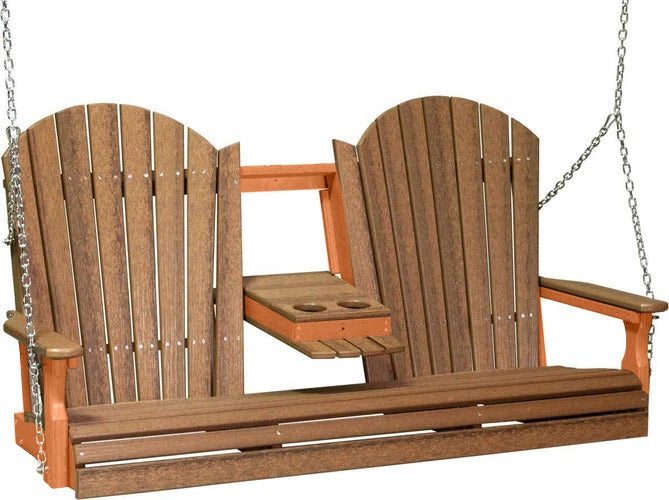 LuxCraft LuxCraft Antique Mahogany Adirondack 5ft. Recycled Plastic Porch Swing Porch Swing