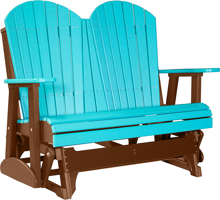 LuxCraft LuxCraft Aruba Blue 4 ft. Recycled Plastic Adirondack Outdoor Glider Aruba Blue on Antique Mahogany Adirondack Glider 4APGABAM