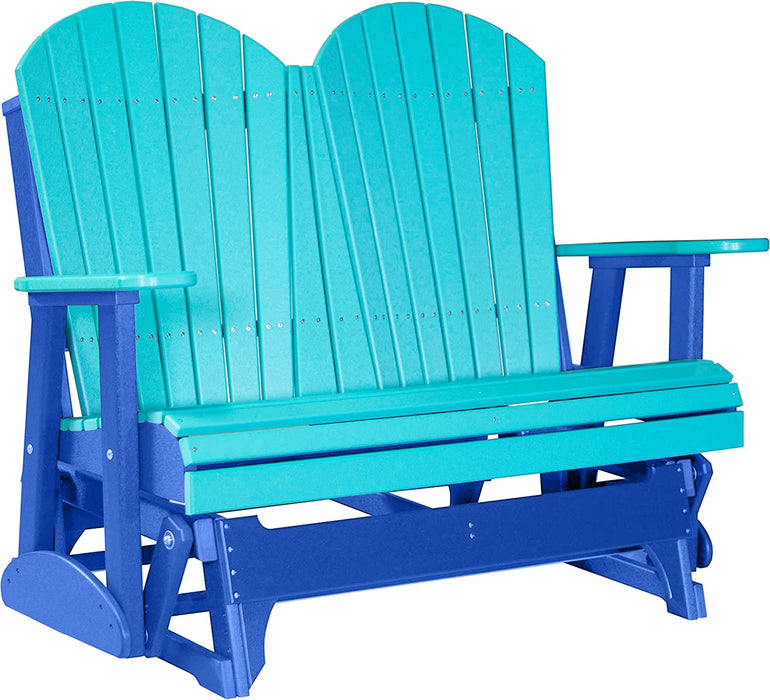 LuxCraft LuxCraft Aruba Blue 4 ft. Recycled Plastic Adirondack Outdoor Glider Aruba Blue on Blue Adirondack Glider 4APGABBL