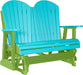 LuxCraft LuxCraft Aruba Blue 4 ft. Recycled Plastic Adirondack Outdoor Glider Aruba Blue on Lime Green Adirondack Glider 4APGABLG