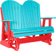 LuxCraft LuxCraft Aruba Blue 4 ft. Recycled Plastic Adirondack Outdoor Glider Aruba Blue on Red Adirondack Glider 4APGABR