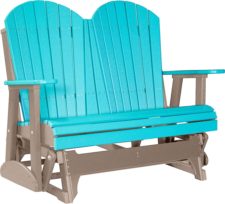 LuxCraft LuxCraft Aruba Blue 4 ft. Recycled Plastic Adirondack Outdoor Glider Aruba Blue on Weatherwood Adirondack Glider 4APGABWW