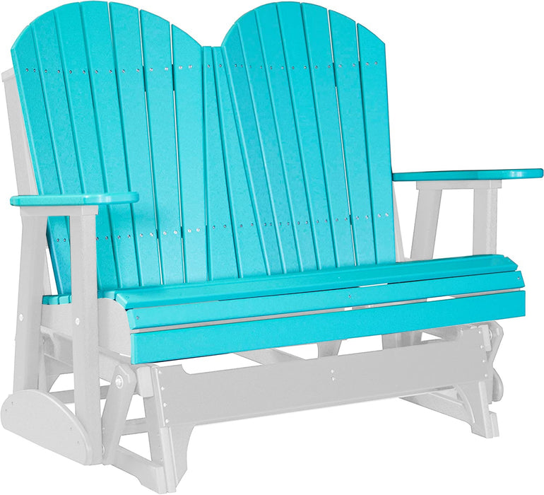 LuxCraft LuxCraft Aruba Blue 4 ft. Recycled Plastic Adirondack Outdoor Glider Aruba Blue on White Adirondack Glider 4APGABWH