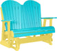 LuxCraft LuxCraft Aruba Blue 4 ft. Recycled Plastic Adirondack Outdoor Glider Aruba Blue on Yellow Adirondack Glider 4APGABY