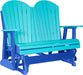 LuxCraft LuxCraft Aruba Blue 4 ft. Recycled Plastic Adirondack Outdoor Glider With Cup Holder Aruba Blue on Blue Adirondack Glider 4APGABBL-CH