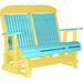 LuxCraft LuxCraft Aruba Blue 4 ft. Recycled Plastic Highback Outdoor Glider Bench Aruba Blue Yellow Highback Glider 4CPGABY