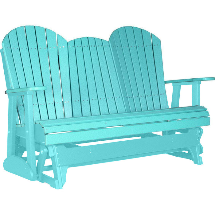 LuxCraft LuxCraft Aruba Blue 5 ft. Recycled Plastic Adirondack Outdoor Glider Aruba Blue Adirondack Glider