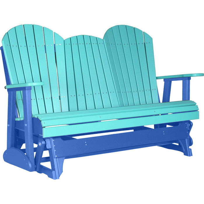 LuxCraft LuxCraft Aruba Blue 5 ft. Recycled Plastic Adirondack Outdoor Glider Aruba Blue on Blue Adirondack Glider 5APGABBL