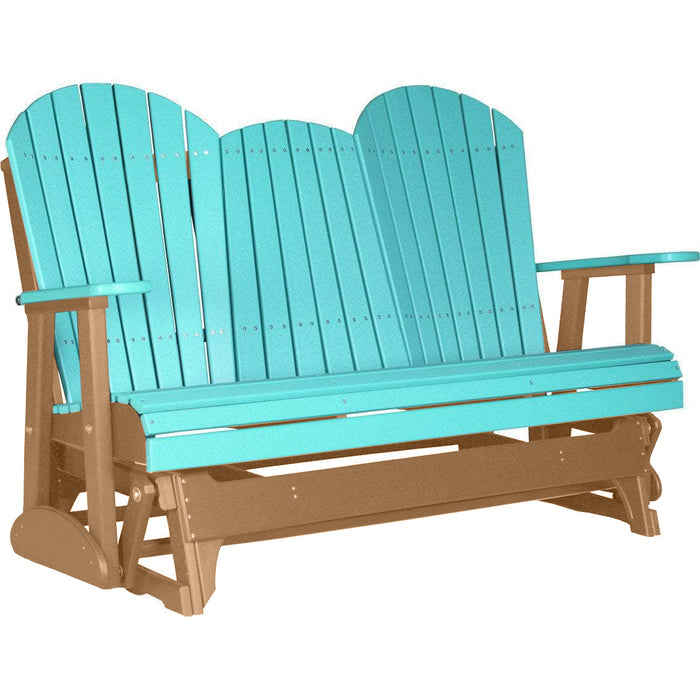 LuxCraft LuxCraft Aruba Blue 5 ft. Recycled Plastic Adirondack Outdoor Glider Aruba Blue on Cedar Adirondack Glider