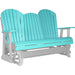 LuxCraft LuxCraft Aruba Blue 5 ft. Recycled Plastic Adirondack Outdoor Glider Aruba Blue on Dove Gray Adirondack Glider 5APGABDG