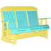 LuxCraft LuxCraft Aruba Blue 5 ft. Recycled Plastic Highback Outdoor Glider Aruba Blue on Yellow Highback Glider 5CPGBY