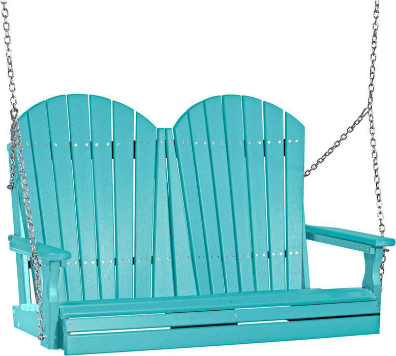 LuxCraft LuxCraft Aruba Blue Adirondack 4ft. Recycled Plastic Porch Swing Aruba Blue / Adirondack Porch Swing Porch Swing 4APSAB