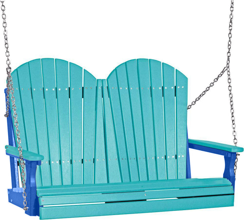 LuxCraft LuxCraft Aruba Blue Adirondack 4ft. Recycled Plastic Porch Swing Aruba Blue on Blue / Adirondack Porch Swing Porch Swing 4APSABBL