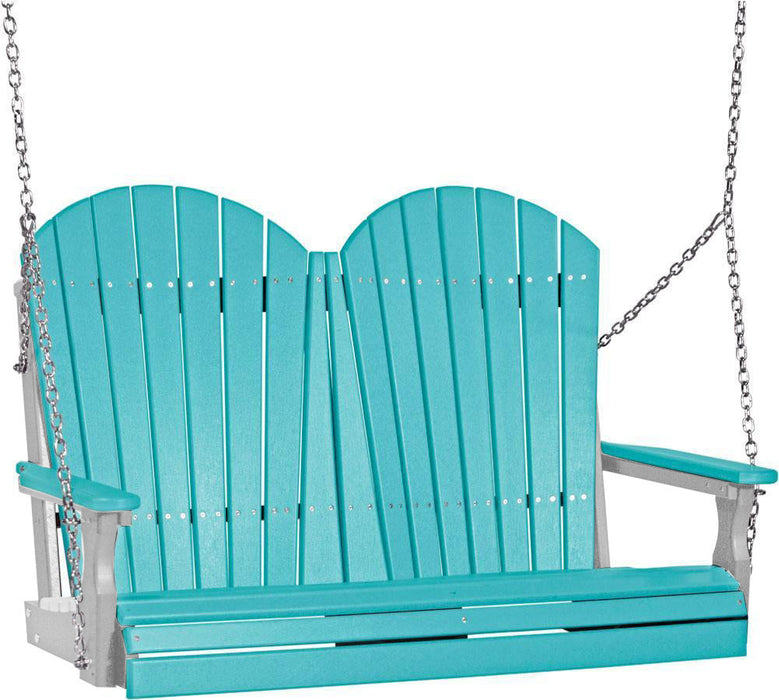 LuxCraft LuxCraft Aruba Blue Adirondack 4ft. Recycled Plastic Porch Swing Aruba Blue on Dove Gray / Adirondack Porch Swing Porch Swing 4APSABDG