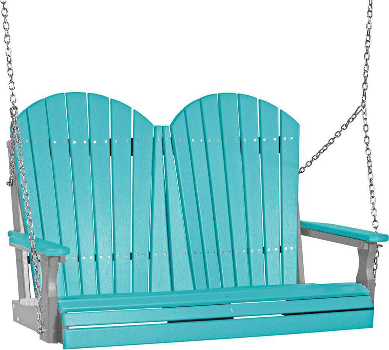 LuxCraft LuxCraft Aruba Blue Adirondack 4ft. Recycled Plastic Porch Swing Aruba Blue on Gray / Adirondack Porch Swing Porch Swing 4APSABGR