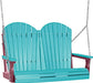 LuxCraft LuxCraft Aruba Blue Adirondack 4ft. Recycled Plastic Porch Swing With Cup Holder Aruba Blue on Cherrywood / Adirondack Porch Swing Porch Swing 4APSABCW-CH