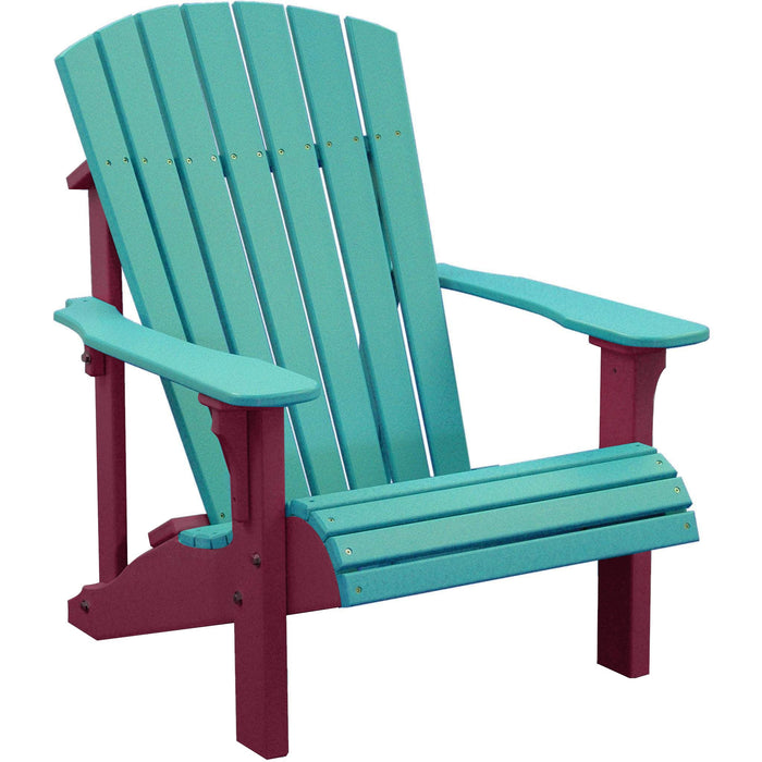 LuxCraft LuxCraft Aruba Blue Deluxe Recycled Plastic Adirondack Chair Aruba Blue on Cherrywood Adirondack Deck Chair PDACABCW