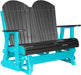 LuxCraft LuxCraft Black 4 ft. Recycled Plastic Adirondack Outdoor Glider Black on Aruba Blue Adirondack Glider 4APGBKAB