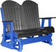 LuxCraft LuxCraft Black 4 ft. Recycled Plastic Adirondack Outdoor Glider Black on Blue Adirondack Glider 4APGBKBL