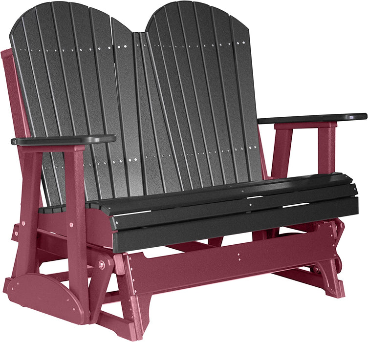 LuxCraft LuxCraft Black 4 ft. Recycled Plastic Adirondack Outdoor Glider Black on Cherrywood Adirondack Glider 4APGBKCW