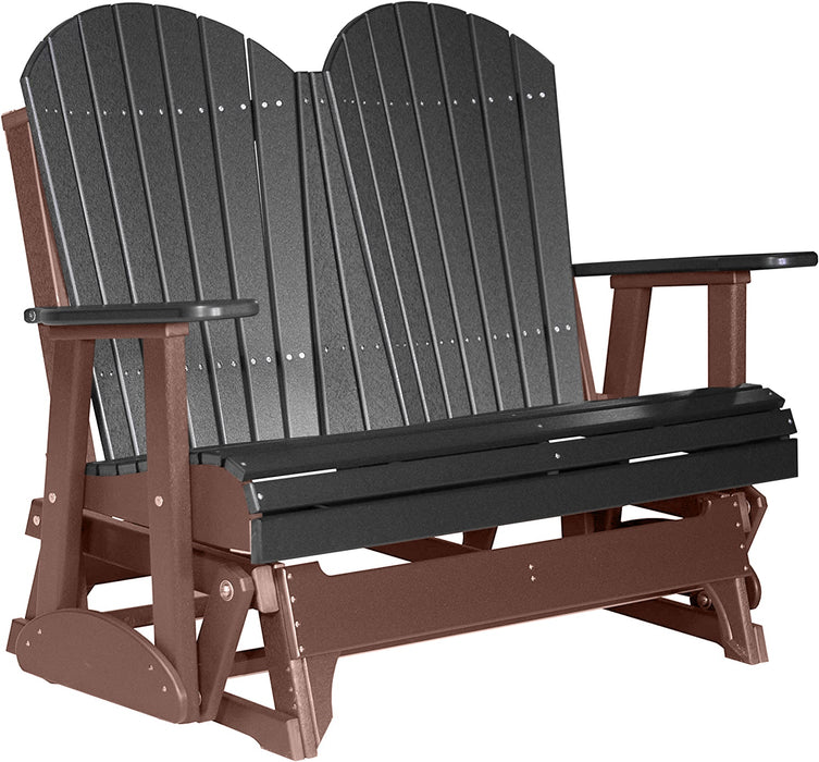 LuxCraft LuxCraft Black 4 ft. Recycled Plastic Adirondack Outdoor Glider Black on Chestnut Brown Adirondack Glider 4APGBKCB