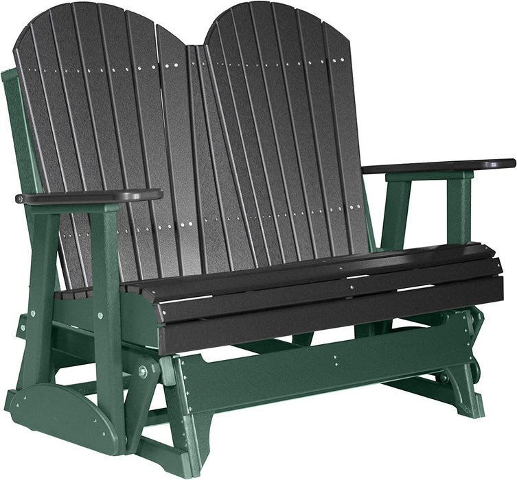 LuxCraft LuxCraft Black 4 ft. Recycled Plastic Adirondack Outdoor Glider Black on Green Adirondack Glider 4APGBKG